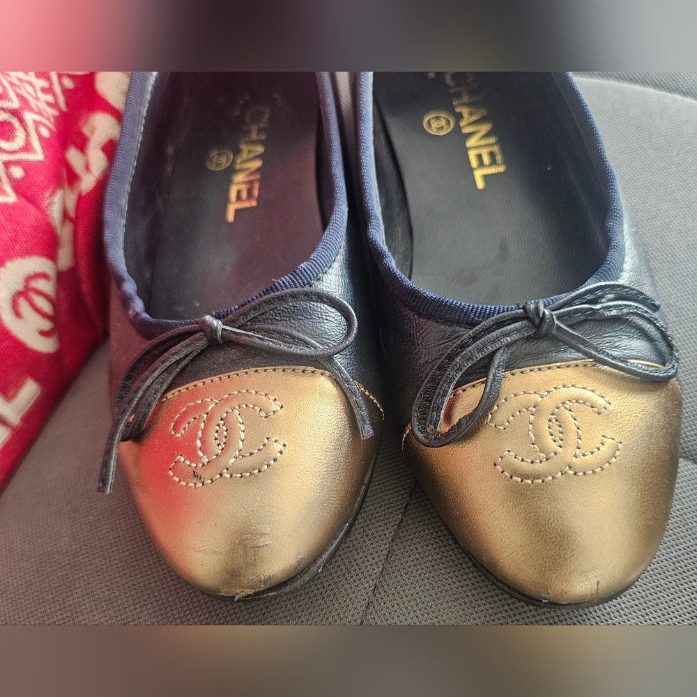 Leather ballerina flats blue